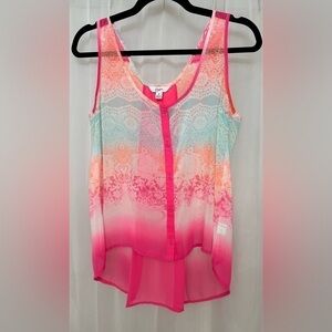 1-Candie’s brand Women’s Small sheer colorful tank top with button detail front